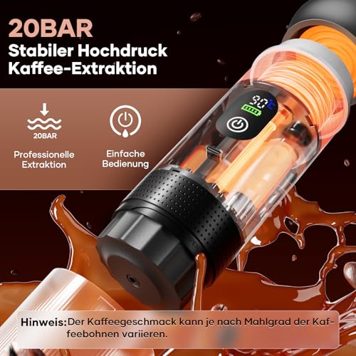 kejector 3-in-1 Tragbare Kaffeemaschine mit Selbstheizfunktion – 20 Bar, USB-C-aufladbar… – Ansicht 2