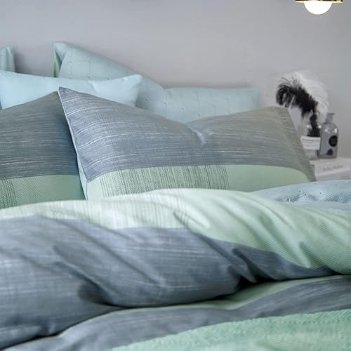 Miniatura 9 de VCLIFE - Juego de ropa de cama de algodón de 3 piezas, juego de funda de edredón doble, Queen King, cierre de cremallera y corbatas de esquina,