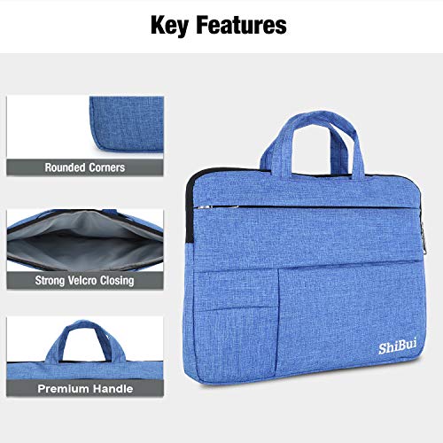 Image of SHIBUI Waterproof and Multi-Pocket Laptop Sleeve Handbag Compatible 12-13.3 Inch New 2018 Release A1932, A1989 & A1706 & A1708 | MacBook Air | 12.9 Inch iPad Pro (13 Inch, Blue)