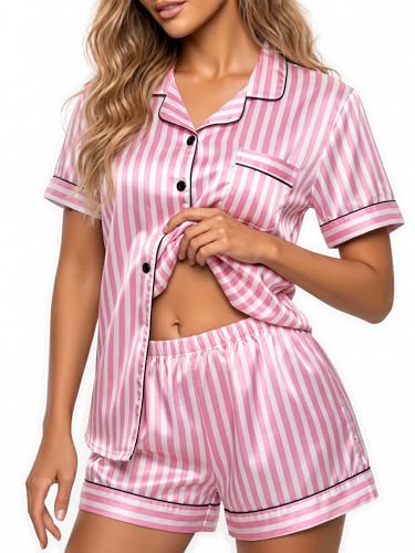 Image of HONGTEYA Pajamas for Women Set Silk Satin Pjs Lounge Shorts Set S-XXL