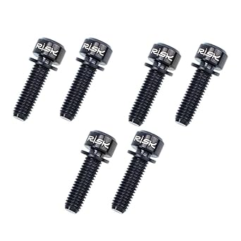 WINTI 6 Pieces Fixed Gear Bicycle Handlebar Stem Screw Bolt Washer M5x18 Black