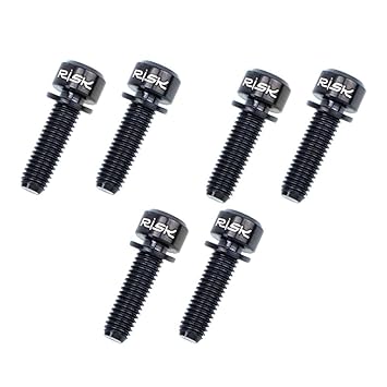 Moxic 6 Pieces Fixed Gear Bicycle Handlebar Stem Screw Bolt Washer M5x20 Black