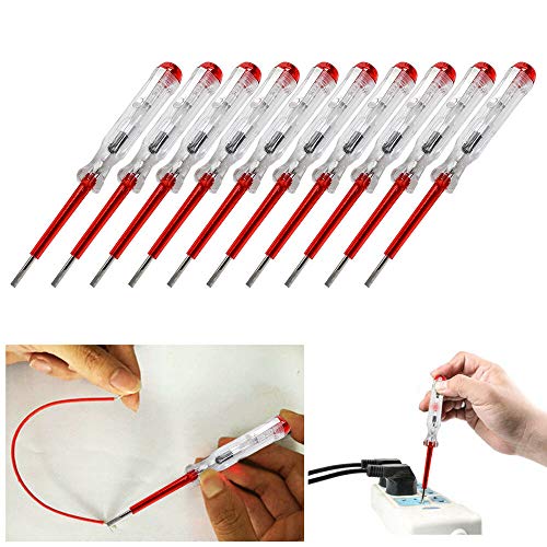 Image of 10x Mains Circuit Tester, Electric Tester Pen Screwdriver Voltage Circuit Test Pen Voltage Pen AC For Electrical Test