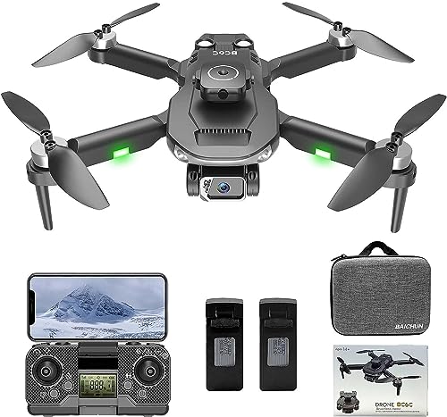 BAICHUN BC6C Drone con Cámara Adjustable 1080P con Posicionamiento Óptico de Flujo para Principiantes y Adultos, Drone con Motor Sin Escobillas, FPV RC Drone Quadcopter con Cámaras Dobles, 2 Baterías