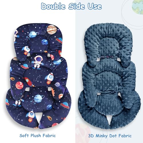 Image of SWESEN Infant Car Seat Insert with 2 Strap Pads, Super Soft Carseat Head and Body Support for Baby Boys and Girls, Reversible Newborn Car Seat Insert Cushion for Strollers, Bouncers, Space