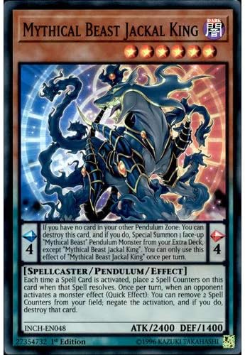 YuGiOh INCH-EN048 1st Ed Mythical Beast Jackal King Super Rare Card - ( The Infinity Chasers Single Card )