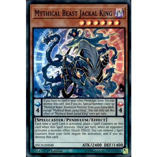 YuGiOh INCH-EN048 1st Ed Mythical Beast Jackal King Super Rare Card - ( The Infinity Chasers Single Card )