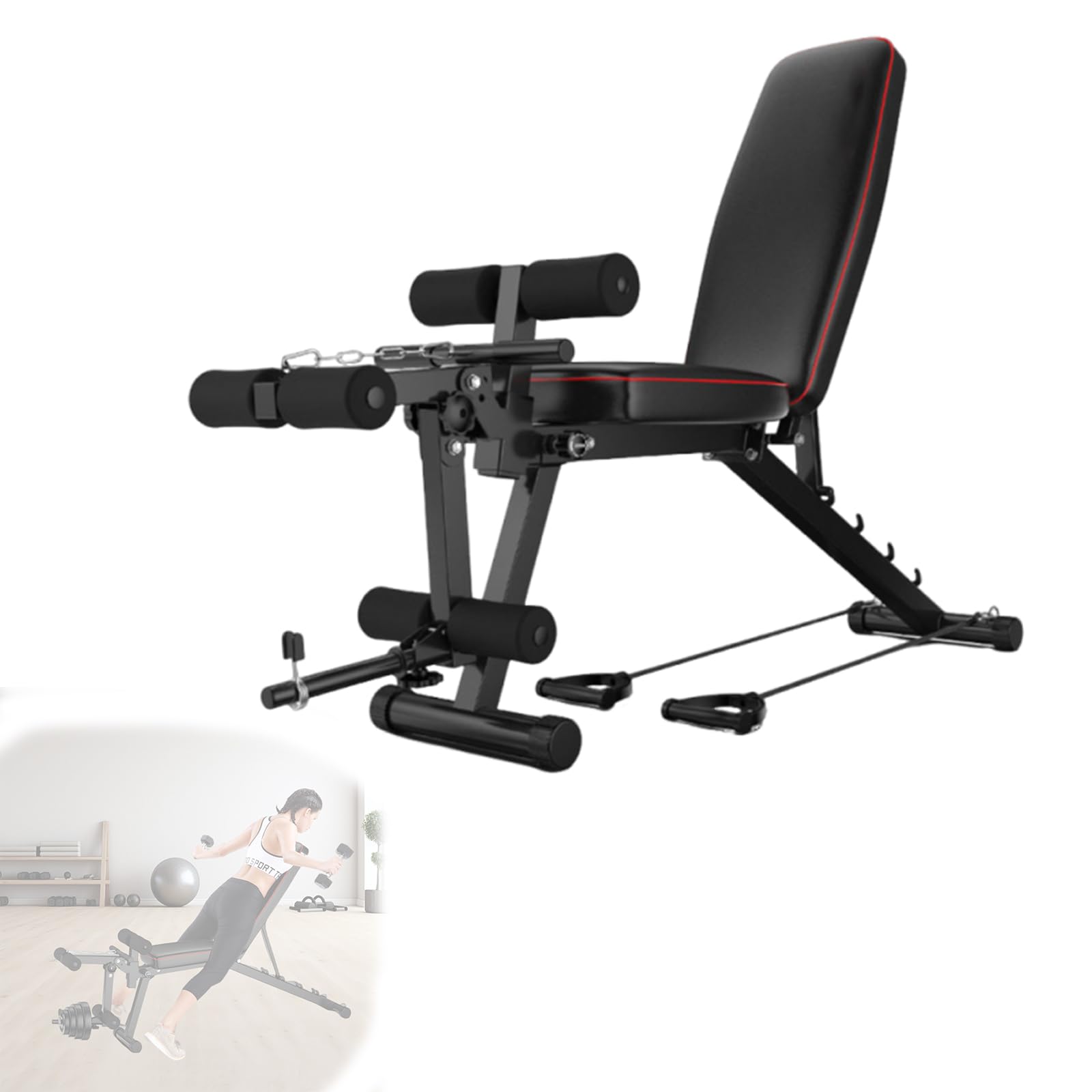 Banco Multifuncional Gym Banco de Musculacion Capacidad de Peso de 200 kg/440 lbs, Ajuste de ángulo de 6 Niveles, Banco Inclinado de Gimnasio con inclinación Plana para Press de banca