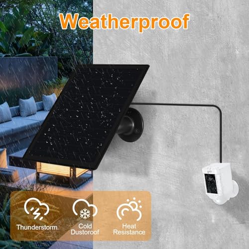 Image of Solar Panel Charger for Ring Camera, Compatible with Ri ng Stick Up Cam Battery, Ring Spotlight Plus /Pro Battery,Waterproof, 5V 6W Fast Charging (3Pack Black)