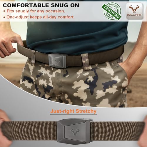 Image of BULLIANT Stretch Tactical Web Belt For Men-Trimmable 1.5 inch-Adjustable Fit | Smooth Sliding | Adjustable for Precise Fit | Tailored Size | Rugged Nylon for Heavy Duty, Hiking, Hunting