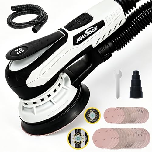 Autolock Electric Random Orbital Sander, 350W Brushless Motor with 5 & 6 Inch Pads, 10000RPM Palm Sander for Woodworking, Sanding and Polishing (1pcs)