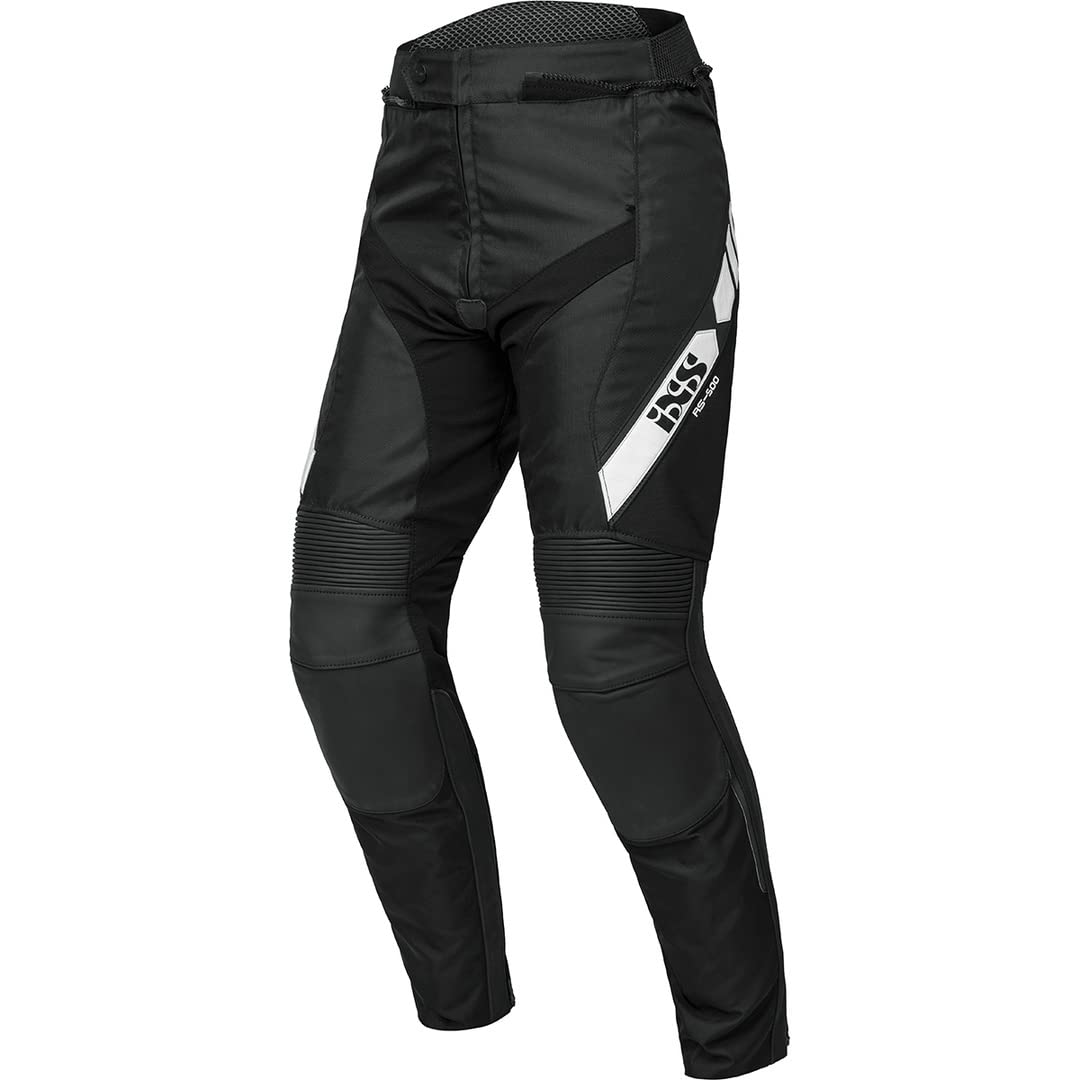 IXS RS-500 1.0 Skórzane/tekstylne spodnie motocyklowe, czarny/biały, 50