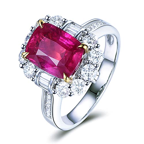 WDIYIEETN Elegant Huge Natural Pigeon Blood Ruby Ring 925 Sterling Silver Perfect Princess Cut Shiny Square Pink CZ Crystal Diamond Wedding Ring (9)
