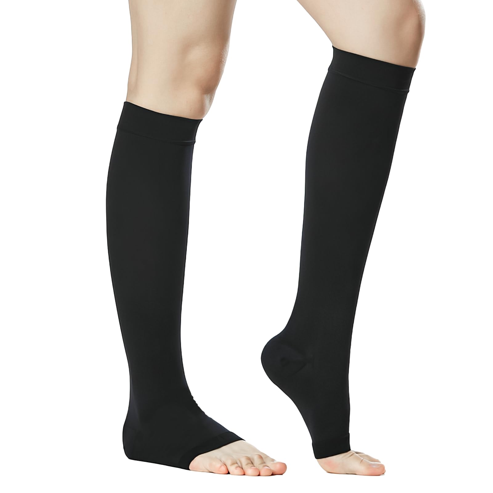 20-30 MmHg Medical Toeless Compression Socks for Women and Men,Legs Compression Sleeve Ankle Wide,Open Toe Stockings Compressions Knee Post for Varicose Vein,Circulation Recovery,for Travel,Run