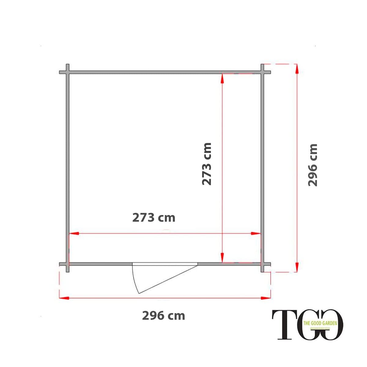 Casetta in legno da giardino Carlotta 3x3 m con porta doppia finestrata, block house in abete naturale, senza pavimento, made in Italy