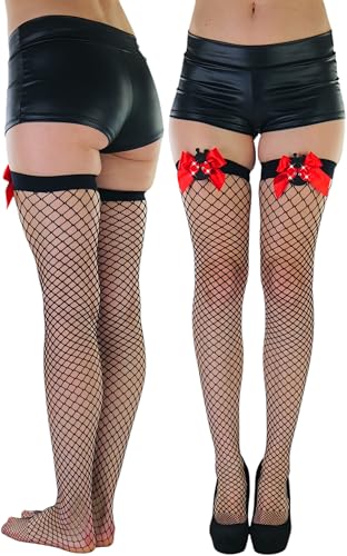 Image of ToBeInStyle Women's Fine Classic Fishnet Thigh High Stretch Nylon Novelty Stockings