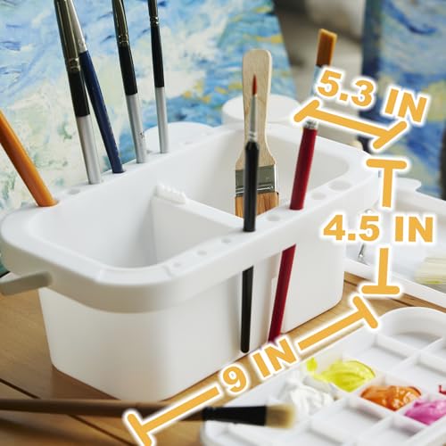 Image of SEVENY Paint Brush Cleaner, Holder and Organizer with Palette, White | For Acrylic, For Watercolor, For Water-Based Paints