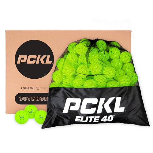 PCKL Elite 40 Pickleball Balls Cold Weather Rated | Tournament and Competition Ball | 4 Pack of Balls | 50 Pack | 100 Bulk Pack | USA Pickleball Approved (100 Pack, Neon Green)