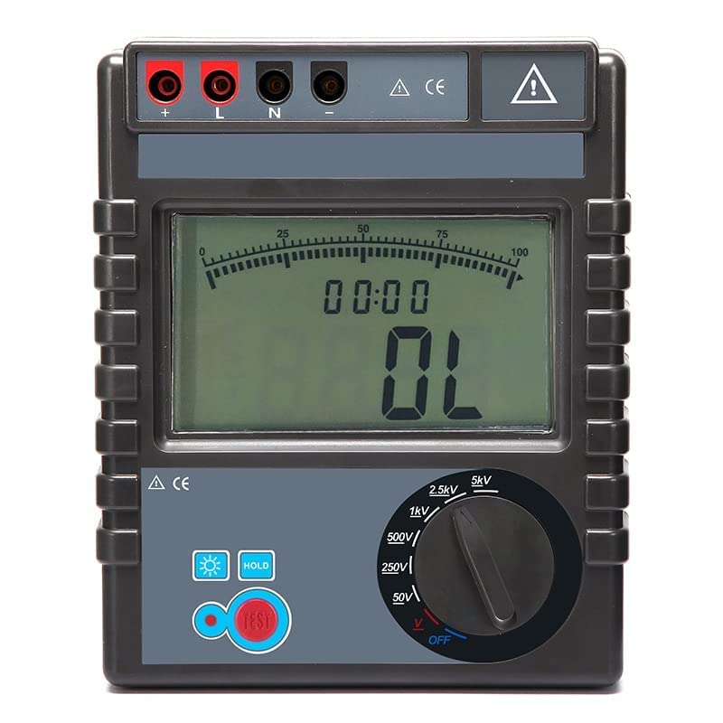 Megohmmeter Insulation Resistance Tester Meter Digital Insulation Resistance Measurement Equipment with Insulation Resistance Range 0.1MΩ to 400GΩ Maximum Capacitive Load 1uF