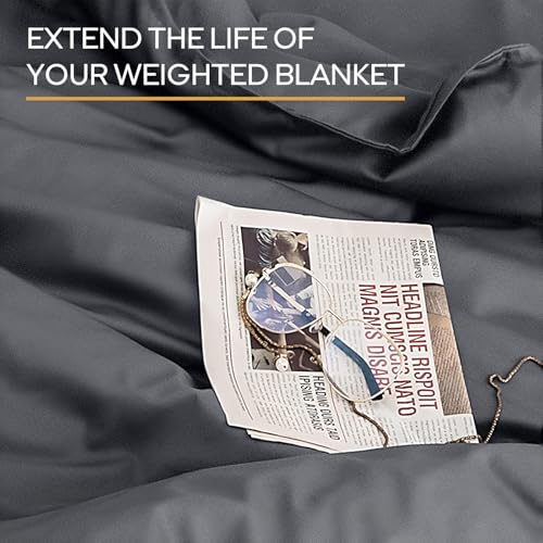 Image of ZonLi 60 inchx80 inch Grey Duvet Cover, Oeko-texCertified 100% Cotton, Queen Size Removable Duvet Cover for Weighted Blanket