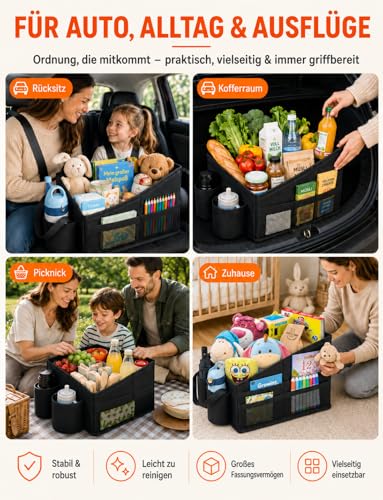 WOCVRYY Auto Organizer Kinder Rücksitz, Stabil Faltbar 600D Oxford
