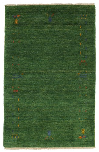 RugVista Gabbeh Loom Frame, Alfombra, Gabbeh, 100 x 160 cm, Rectangular, Pelo Medio, Sala de Estar, Comedor, Dormitorio, Limpieza en seco, Certificado Care & Fair, Verde