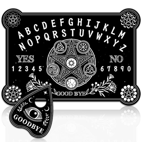 WEBEEDY 2 tablas de madera espirituosa con letras de estrella metafísica de adivinación con planchette, tablero de péndulo sí o no, para tomar decisiones, péndulo, suministros para reuniones de