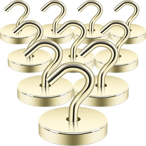 Image of Neosmuk Magnetic Hooks Steel Tube Design for Cruise,130lb+ Gold,10 Pack | Cruise Ship Essentials,Heavy Duty Magnett Hooks for Cabins, Refrigerator, Grill, Hanging, and Travel Extra Strong Must-Haves