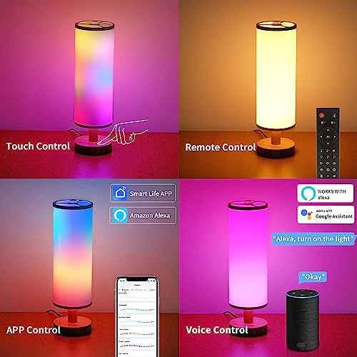 Chiphy Table Lamp, Smart Table Lamp Rgb Color Changing Lamps, Remote & App Control Work With Alexa, Dimmable Bedside Lamps Nightstand Lamp For Living Room Bedroom Working Reading Home Décor #TOP1