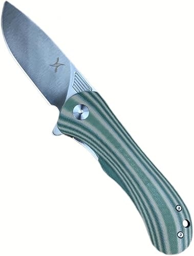 Miniatura 1 de HUAAO Cuchillo plegable de bolsillo para acampar de 8.3 pulgadas, cuchillo abierto asistido con aleta frontal, mango 8Cr13Mov Blade G10, cuchillo