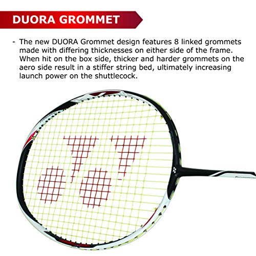 YONEX Graphite Duora Z Strike Professional Badminton Racquet with free Full Cover (Black, White, 88 grams , 28 lbs Tension, Made in Japan) - Image 10 thumbnail