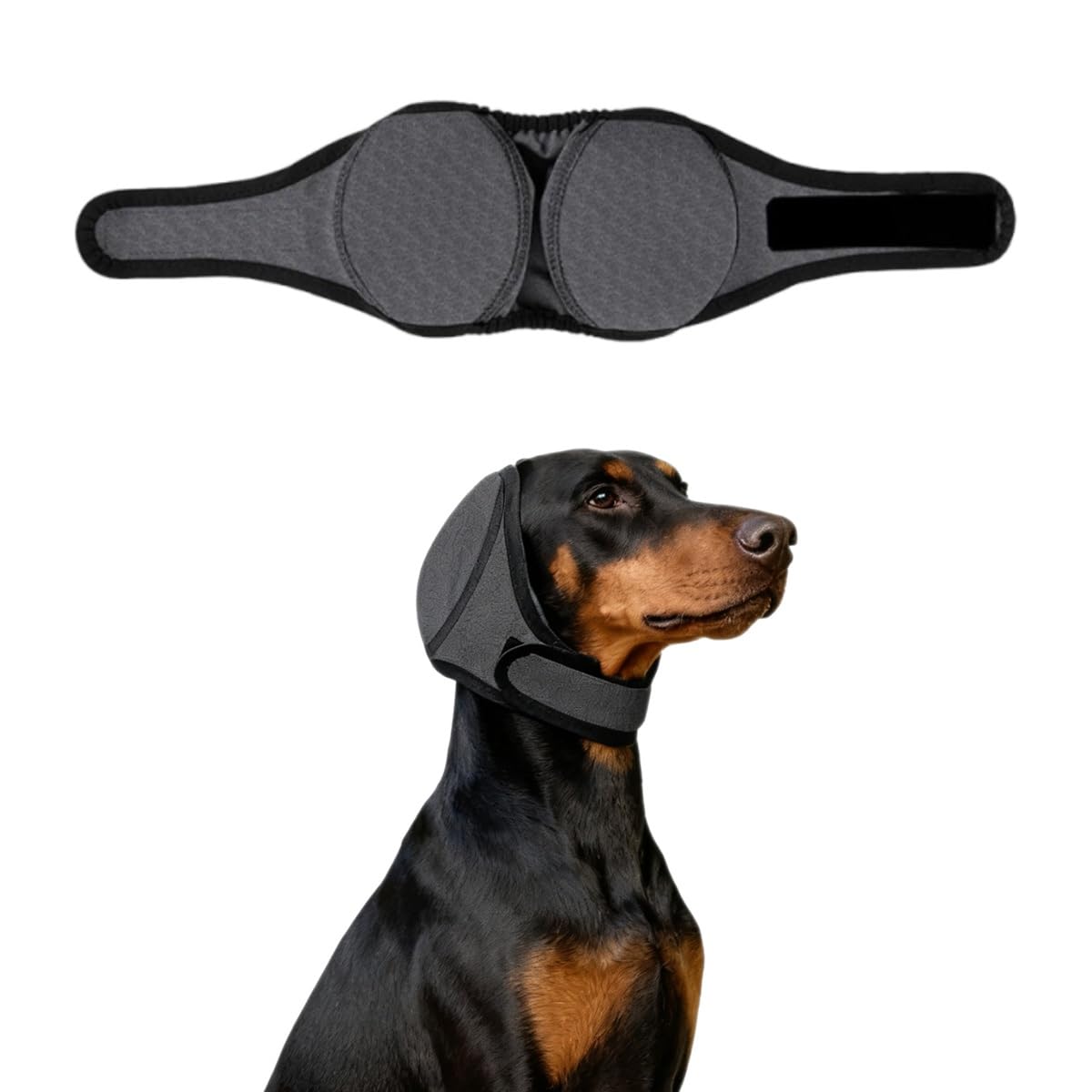 Dog Ear Muffs Noise Protection Comfort Adjustable Protection Cover Defenders Noise Reducing Calming Hood Ear Head Wrap Cups Shower Cap Dog Hood (Gray, S)