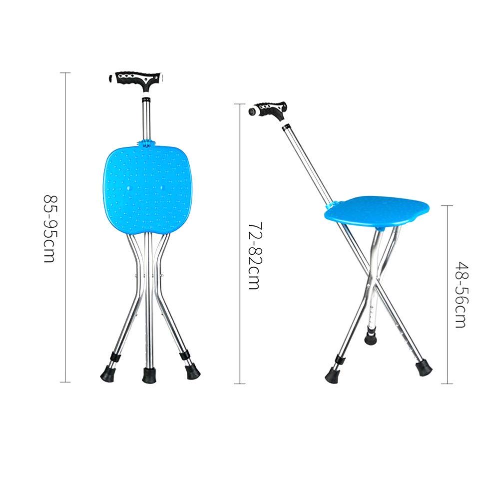 Bastón Plegable con Mango ergonómico con Asiento 5 muletas de luz LED de Altura Ajustable HGCHH