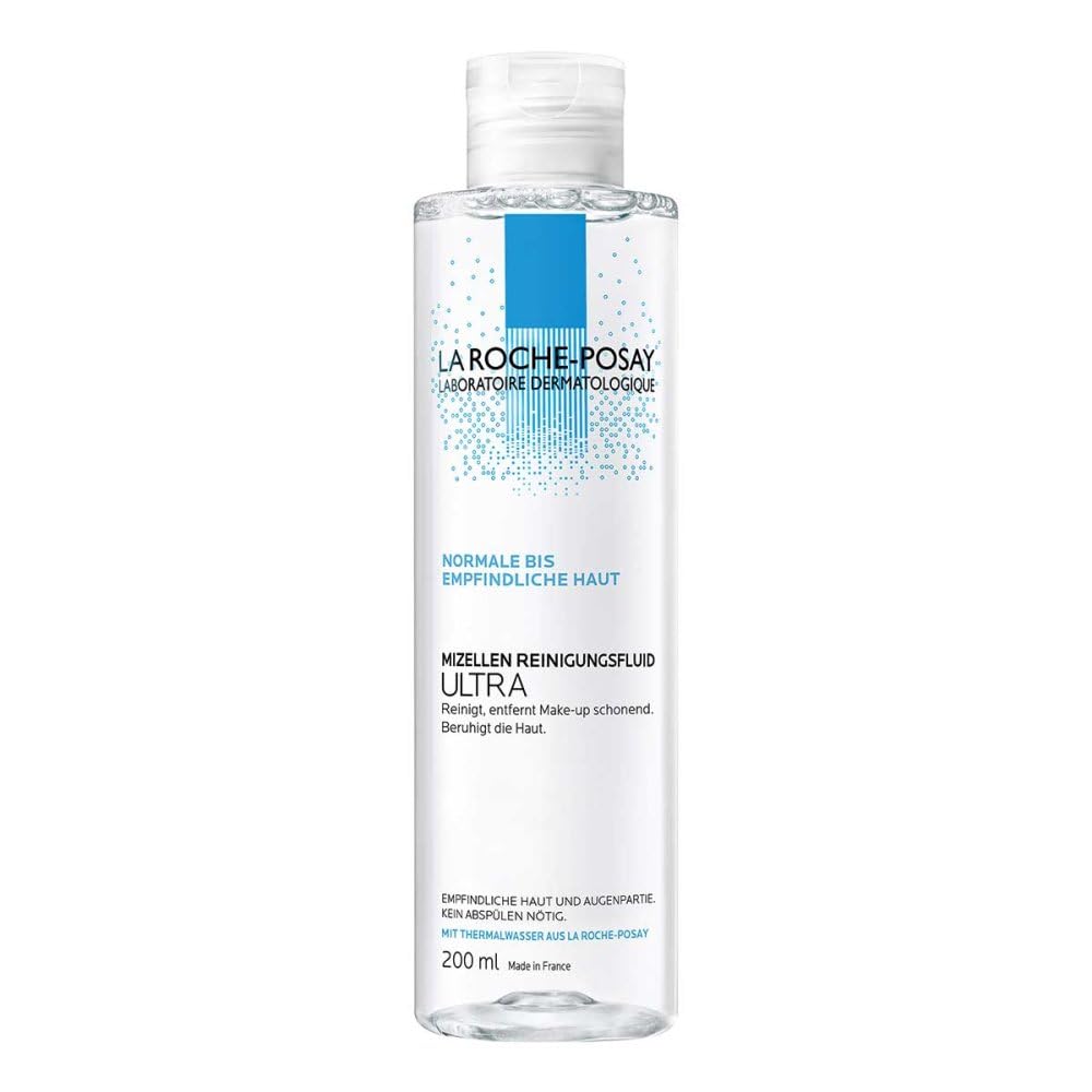 La Roche Posay Mizellen-Reinigungsfluid Ultra für empfindliche Haut, Gesichtsreinigung und Make-up-Entferner mit Mizellen-Technologie, Mizellenwasser, Reinigungswasser, Gesichtswasser, 200 ml