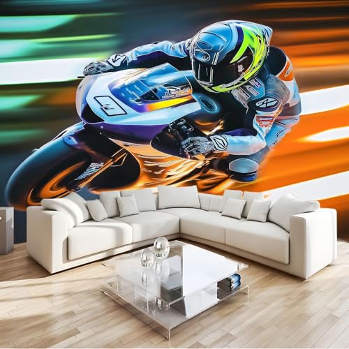 Papel Pintado Casco De Carreras 300 x 210 cm Fotomurales decorativos modernos de pared en tejido no tejido Multicolor, para murales fotográficos para salón o dormitorio