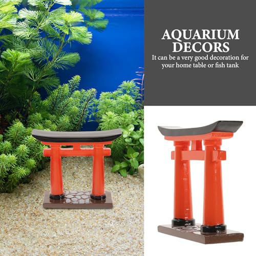 Image of BESPORTBLE Mini Torii Gate Aquarium Decor Resin Ornament for Japanese Zen Garden and Fish Tank Small Traditional Shinto Shrine Model 3.54 Inch