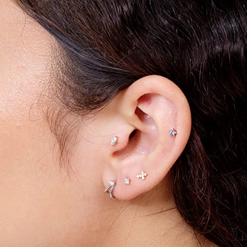 Natural Diamond Pave Cross Stud Earrings In 14K Solid Yellow Gold, 1/25 0.04 Carat, G-H Color, Si1-Si2 Clarity, Flat Back Earrings For Men And Women #TOP1