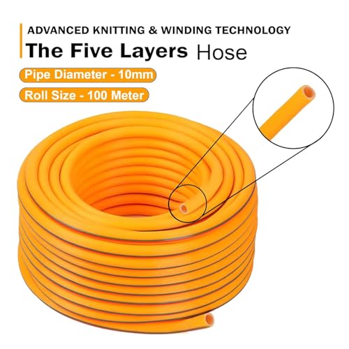 Image of HYCO LABEL FLYMAX PVC High Pressure Hose Pipe 100M, KOREAN MADE, UV and Weather Resistant, Puncture Proof, Leak-Proof, Flexible Garden Hose for Agriculture, Car Wash, Outdoor Cleaning (10MM 5 LAYER)