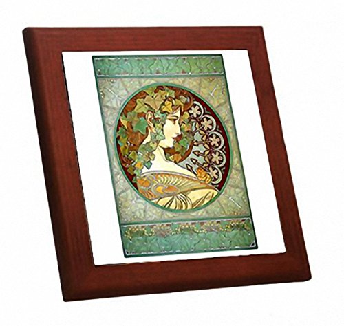 Amazon.co.jp: ミュシャ『 アイビー 』の木枠付きフォトタイル（世界の