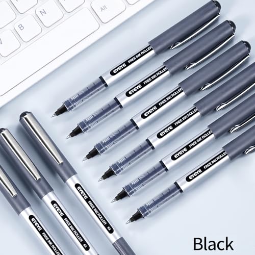 Eyeye 155 Bullet Tip Rollerball Pens, 25 Pack Black Liquid Ink Rollerball Pens thumb #2