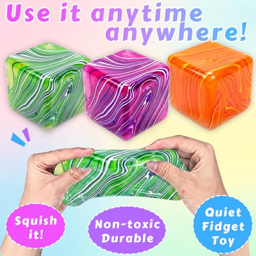 3Pack Stress Cube Squishy Fidget Toys,Slow Rise Stress Balls Sensory Toy for Kids Adults with Autism,Fun Squeeze Squishies for Anxiety Stress Relief Classroom Prize, Holiday & Birthday Gifts - Image 2