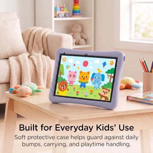 Image of ZZB 10 Inch Android 15 Tablet for Kids with Case, 8GB (3+5 Extended) RAM + 32GB Storage (Supports 1TB Micro SD), 6000mAh Long Battery, Dual Cameras, Android Tablets Tablets for Kids Purple