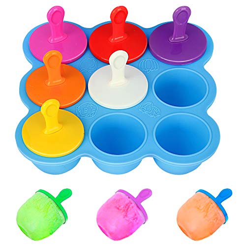 Mini Molde de Silicona para paletas de Helado, 9 cavidades DIY con palitos de plástico Coloridos, moldes para picaduras de Huevo piruleta y Helado contenedor de Almacenamiento de Alimentos para bebés