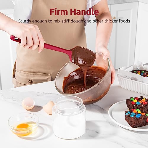 Image of U-Taste Silicone Spoon Spatula Set of 3, 600F High Heat Resistant, Red