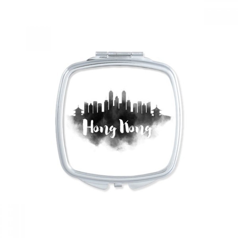 Miroir portable de maquillage au motif Hong Kong pour vos retouches en voyage