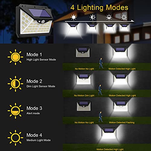 Khto 188 Led Solar Lights Outdoor Motion Sensor -4 Working Modes Ip65 Waterproof Bright  Security Lights With Wide Angle For Fence Post,Yard， Patio Garden (4Pack) #TOP2