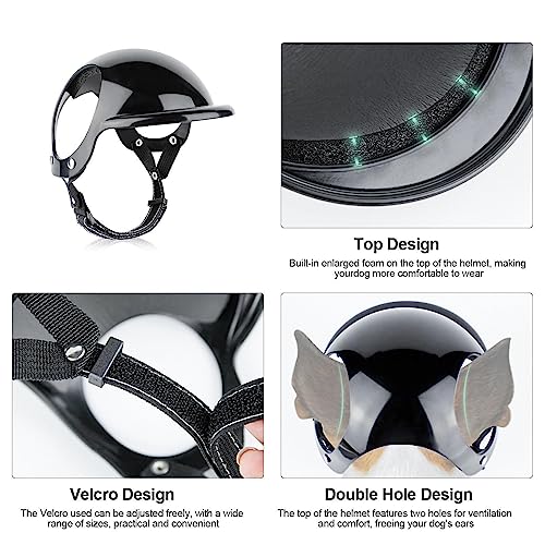 Hunde Sonnenbrille und Helm | 2 Stück Haustier Helm mit Hundebrille | Verstellbare Motorradhelme mit Weichschaum | Hundebrillen Hundehelm Set Haustierzubehör für Hunde, Kopf- und Augenschutz
