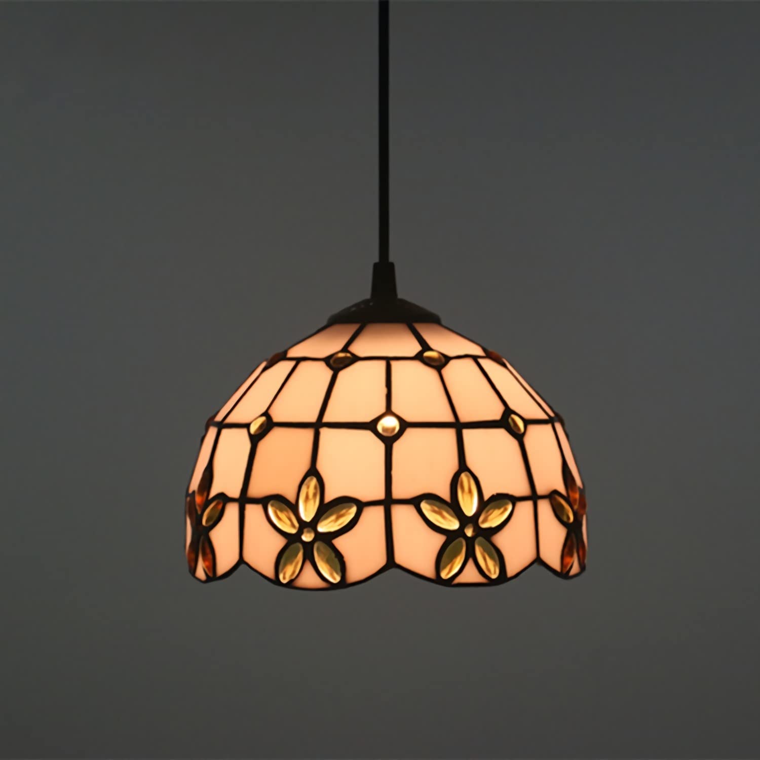 YNIYUJKL Tiffany-Style Chandeliers,Vintage Stained Glass Pendant Light Fixtures, Adjustable E27 Ceiling Light For Living Room Bedroom Dining Room Hallway,Yellow,20Cm-Red-20Cm,Yellow-20cm