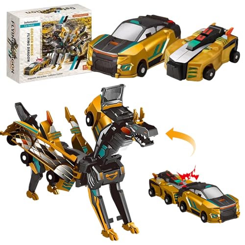 Transformable de Jouet Robot Déformée, 2 en 1 Dinosaure Transformateur Voiture, Voitures Combinée Déformation Collision, Transformables de Jouet Robot...