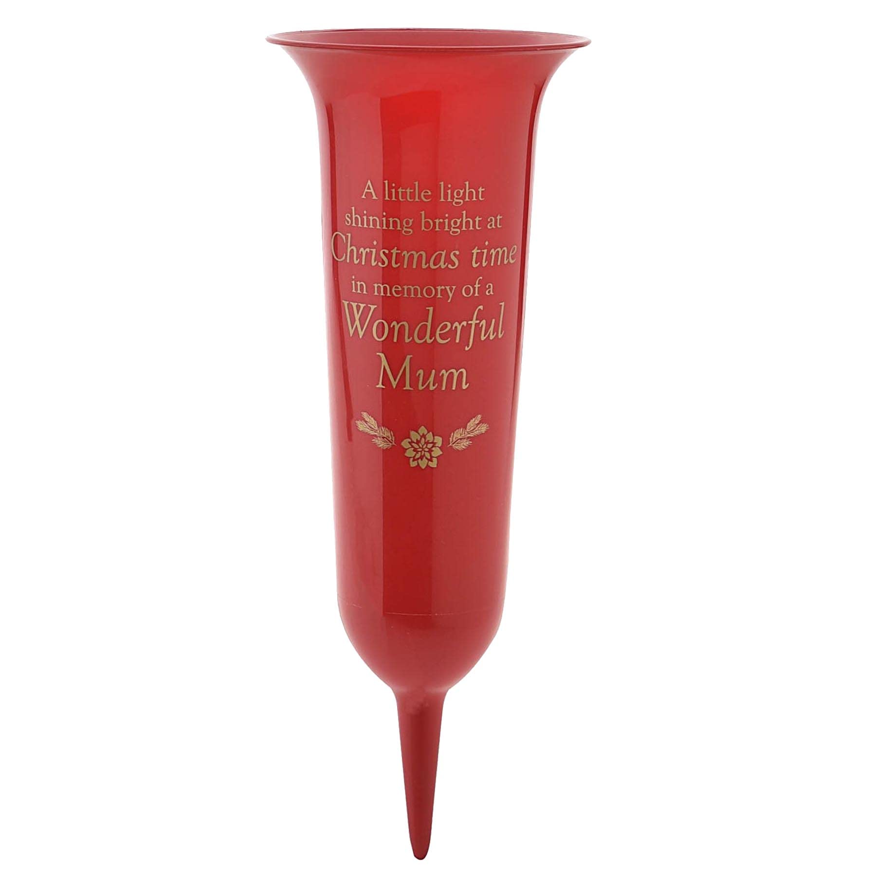 Thoughts Of You Red Christmas Graveside Memorial Spiked Flower Vase - Wonderful Mum